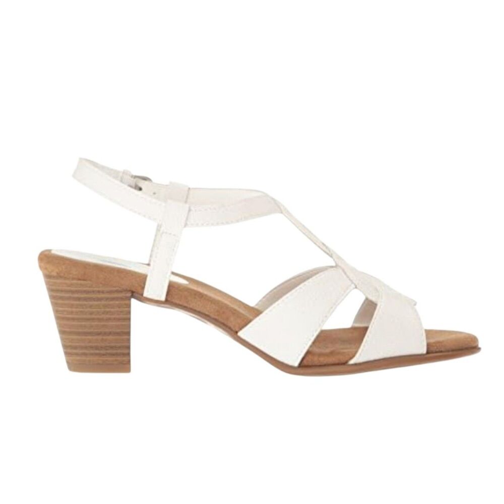 A2 Aerosoles Base Level Sandals Womens 8.5M White T Strap Block Heel Comfort
